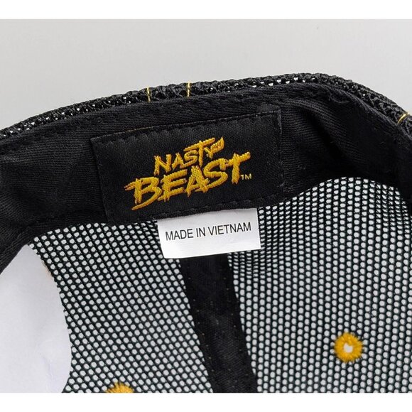 Nasty Beast Hard Tea Adjustable Mesh Back Hat Cap Snapback Black Thick Stitch - Picture 5 of 5